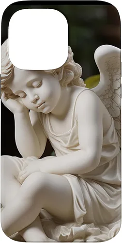 Vista 21 de Funda para iPhone 12 Pro Max con diseño de ángel durmiente para jardín, estatua de querubín