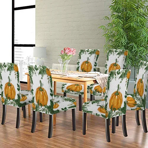 Vista 55 de CAPSCEOLL Christmas Dining Chair Covers,Snowflakes Festive Winter Pattern Stretch Chair Covers for Dining Room Set of 2 Washable Spandex Parson