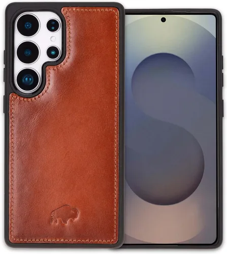 Vista 23 de BLACKBROOK Funda de piel de alta calidad a presión compatible con Samsung Galaxy S24, elegante funda de cuero de grano completo con la máxima