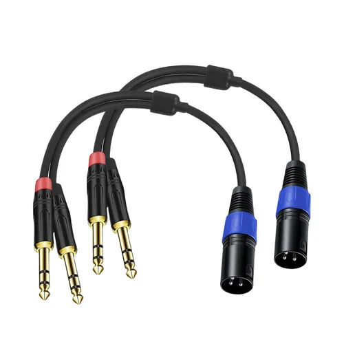 Vista 13 de Cable doble TRS a XLR hembra de 0.250 in para micrófono, mezclador, amplificador, 1.5 pies, cable de audio dual TRS macho a XLR, cable de conexión
