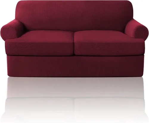 Vista 13 de PrinceDeco Fundas elásticas para sillón de 2 piezas, fundas de sofá para sillas con cojines en forma de T, fundas suaves para muebles con 1 funda