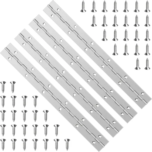 Vista 9 de 4 piezas, bisagra de piano de acero inoxidable negro de 30 cm de alta resistencia continua para puertas de gabinete, carpintería, muebles de madera
