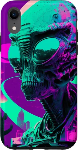 Vista 8 de iPhone 12 Pro Max Cool Retro Alien Sunset Tropical Trippy Vaporwave Sky Art Case