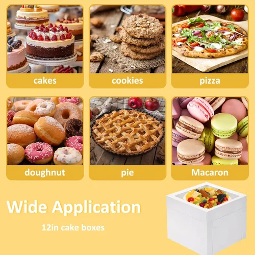 Vista 6 de Moretoes - Paquete de 3 cajas para pasteles de 12 x 12 x 8 pulgadas