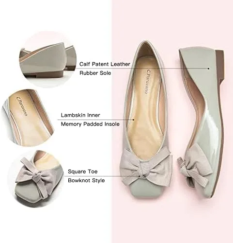 Vista 4 de C.Paravano Women's Ballet Flat Square Toe Flats Flats Shoes for Women Slip On Shoes Womens Dress Shoes