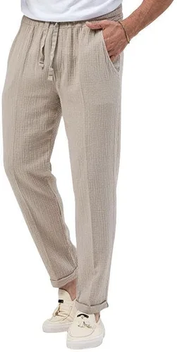 Vista 2 de EndoraDore Pantalones casuales para hombre, cintura elástica, con cordón, pantalones de yoga, ligeros, para playa, al aire libre