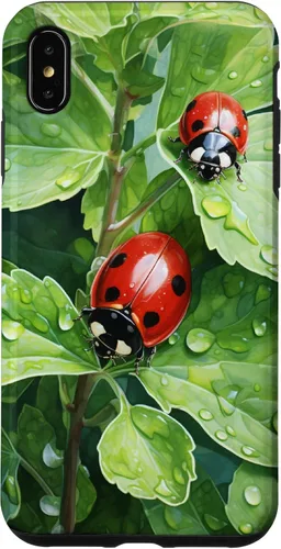 Vista 11 de Ladybugs on Green Leaves Watercolor Case for iPhone 17