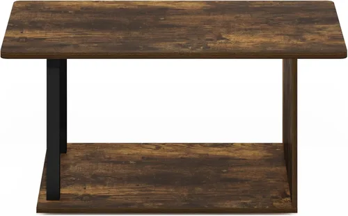 Vista 6 de Furinno Mesa de Café Básica, Mesa de Centro Moderna de 2 Niveles con Estante Abierto, Mesa Auxiliar de Fácil Montaje, para Sala de Estar
