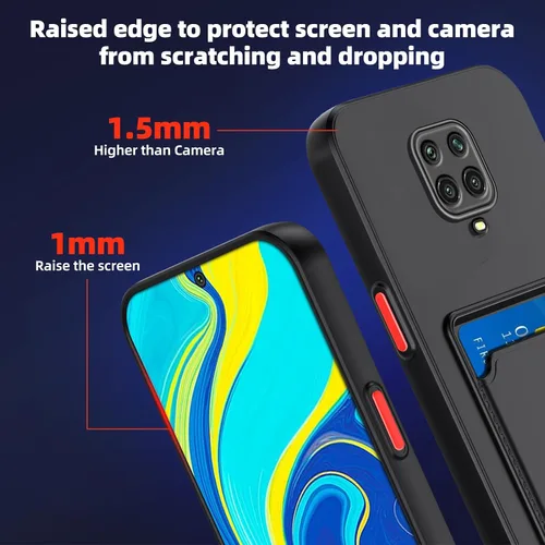 Vista 6 de Funda para Redmi Note 9 Pro, Redmi Note 9s con ranura para tarjetas de crédito, TPU suave TPU silicona resistente a los arañazos delgada ranura