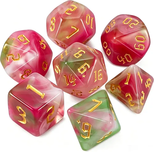 Vista 9 de QMAY - Juego de dados para DND, 7 dados poliédricos con bolsa de dados para juegos de mesa D&D
