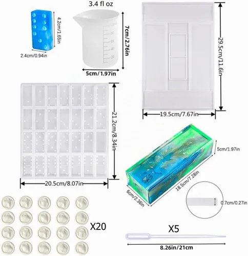 Vista 2 de Sweetfamily Domino Moldes de silicona para resina epoxi, fundición de resina DIY