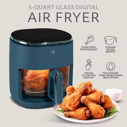 Vista 12 de WILLOW Eco Series - Freidora de aire de vidrio, freidora de aire no tóxica de 5 cuartos de galón con cesta de vidrio, 6 ajustes preestablecidos