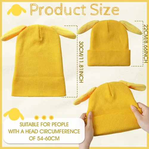 Vista 3 de Gorro de perro amarillo con orejas disquetas y elástico