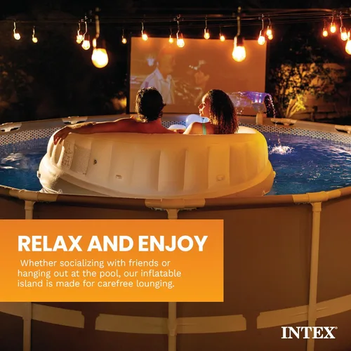 Vista 6 de INTEX 58292EP Canopy Island Flotador inflable para piscina: cómoda superficie de descanso - portavasos integrados - Parasol desmontable - Capacidad