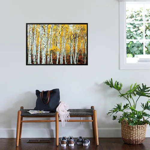 Vista 3 de AllPosters Póster de pared Aspen Grove - Marco amarillo sobre negro, 36 x 24 pulgadas