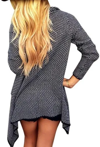 Vista 3 de Huntarry Cárdigan tipo suéter para mujer, acogedor, largo, tejido gofre, suave, grueso, moderno y cómodo