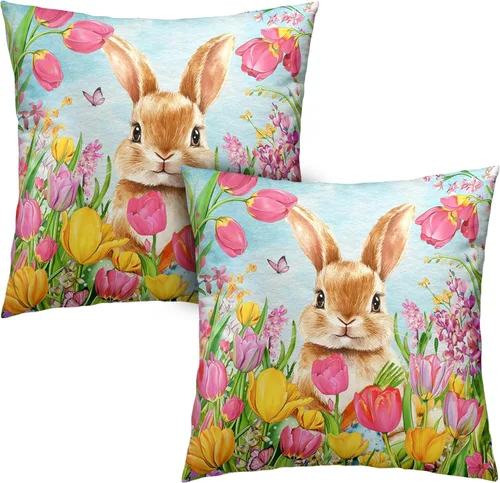 Vista 17 de Juego de 2 fundas de almohada abstractas bohemias de 16 x 16 pulgadas, modernas fundas de almohada de mediados de siglo, diseño de hojas verdes