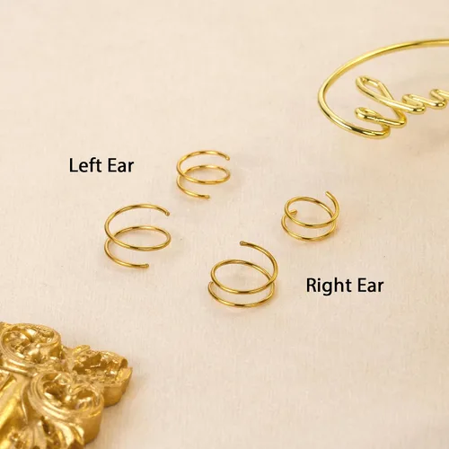 Vista 15 de 2 Pairs Double Hoop Earrings, Gold Cartilage Earrings for Women, Small Silver Helix Piercing Jewelry,Spiral Nose Ring Tiny Twist Earrings as Gift