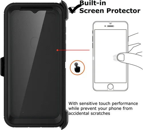 Vista 4 de Moto G Pure - Funda para Motorola G Power 2022 con clip para cinturón con protector de pantalla integrado, soporte protector resistente, resistente