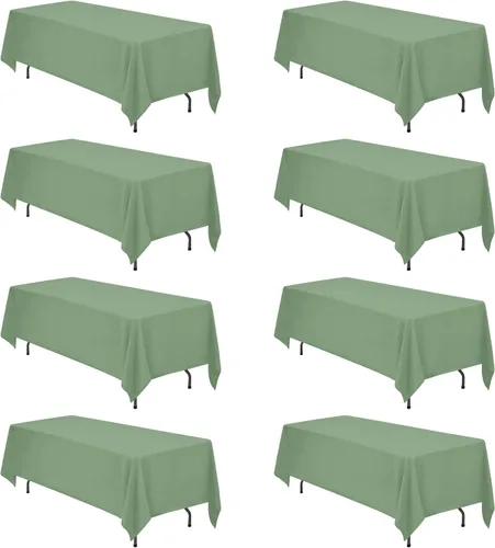 Vista 13 de BRILLMAX - Manteles para mesa rectangular de 6 pies, tela de lino de poliéster, lavable, para boda, recepción, banquete, fiesta de cumpleaños, 60 x