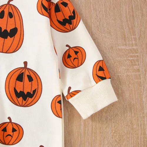 Vista 153 de Disfraz de Halloween para bebé, sudadera de calabaza con cuello redondo, suéter de manga larga, ropa de otoño
