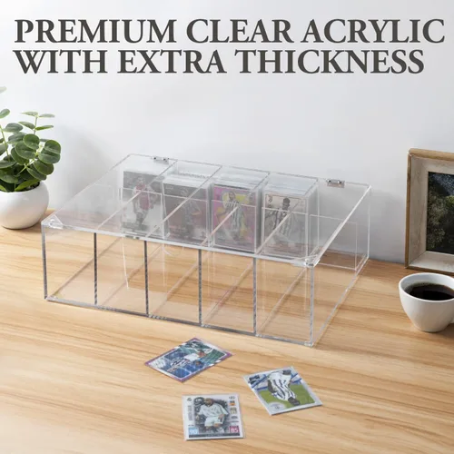 Vista 3 de MyGift Caja de almacenamiento de tarjetas coleccionables de 5 compartimentos, funda protectora de acrílico transparente de alta calidad
