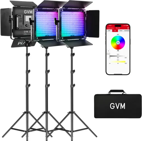 Vista 9 de GVM RGB LED Panel de luz de video, iluminación de fotografía con control de aplicación, kit de iluminación de video 800D para YouTube Studio