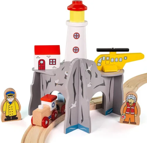 Vista 2 de Bigjigs Rail Túnel de 4 vías del faro - Juego de tren de madera Accesorios