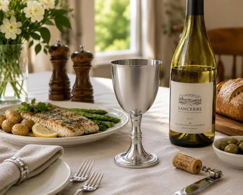 Vista 2 de Wentworth Pewter Copa de vino blanco, copa de vino de peltre sin plomo de 8.5 fl oz, acabado a mano en Sheffield, Inglaterra, pulido con espejo