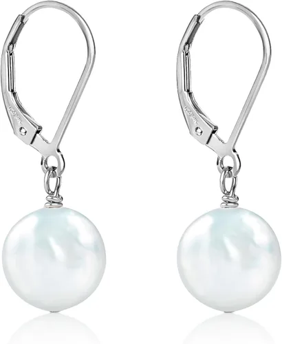 Vista 29 de LILY LUSTRE - Aretes colgantes de plata de ley 925 chapados en oro de 14 quilates, seleccionados a mano, calidad AAAA, color blanco natural