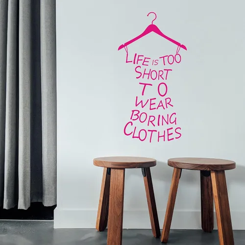 Vista 5 de Proverb Series Life Is Too Short to WearFashion Lady's - Vinilo removible para decoración de pared, calcomanía mural con texto en inglés "Life Is
