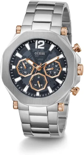 Vista 5 de GUESS US - Reloj multifunción de corte plateado para hombre