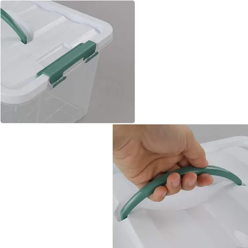 Vista 6 de Gloreen Contenedores de almacenamiento transparentes de 14 cuartos de galón con tapa y asa, contenedores de plástico apilables multiusos