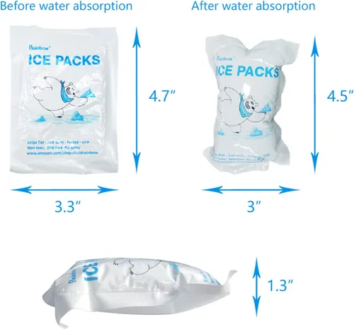 Vista 4 de RAINBOW Paquetes de hielo seco para envío de alimentos, paquete de 50 pequeñas bolsas frías para bolsas de caja enfriadora, bolsa de hielo frío