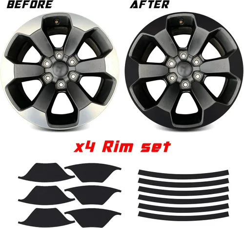Vista 2 de Calcomanía de vinilo para llanta completa compatible con Ram Rebel 2019 2020 - Cromo mate metálico negro