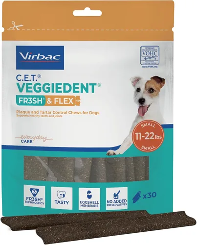 Vista 11 de C.E.T. Veggiedent Fr3sh & Flex Placa y control de sarro masticable para perros, XS