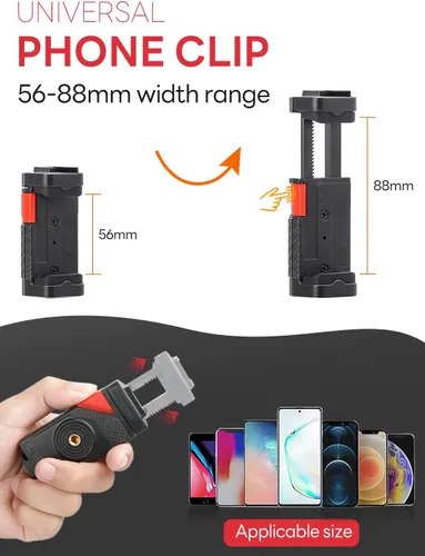 Vista 3 de Kit de vlogging para teléfono inteligente con micrófono de metal y luz (V-Master) For iPhone & Android,w/ Metal Cardioid Microphone,Flexible Grip