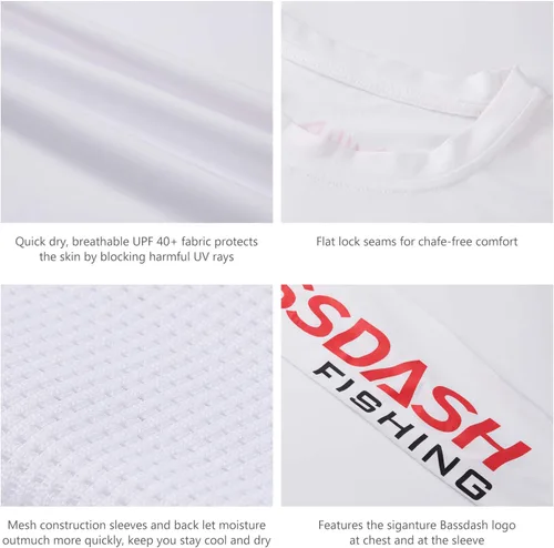 Vista 4 de BASSDASH - Camiseta de manga larga para hombre, ideal para pesca, con protección solar ultravioleta UPF 50+