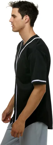 Vista 3 de JC DISTRO Camiseta de béisbol de manga corta con botones para hombre