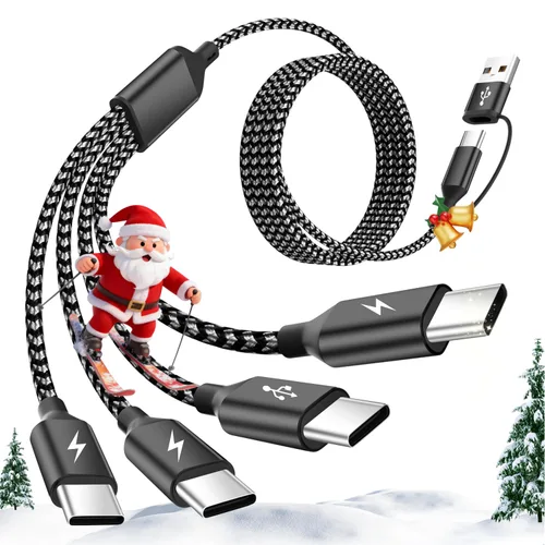 Vista 8 de Cable de carga múltiple USB C Splitter 1 paquete, cable de carga USB A/C a USB C, cable de carga dual tipo C, cable de carga múltiple 4 en 2 con 4