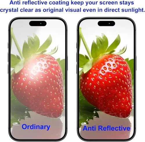 Vista 3 de Protector de pantalla para iPhone Air (6.5 pulgadas), bloqueo de luz azul, vidrio templado HD antirreflectante inastillable con bandeja de fácil