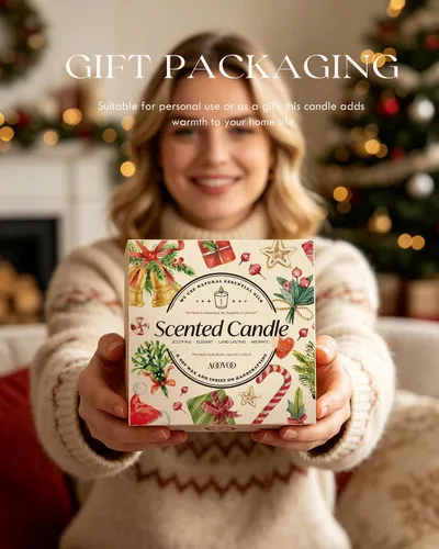 Vista 7 de AOOVOO Velas de Navidad – 4 velas perfumadas, velas de soja de 28 onzas, vela de soja para el hogar, abeto siberiano, cedro bálsamo, rollos de Vela