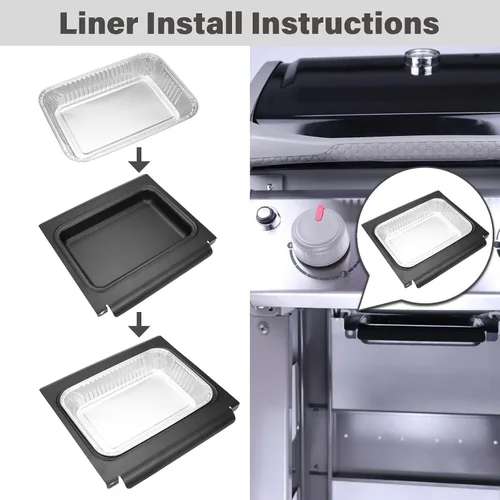 Vista 5 de Recogedor de grasa con 10 protectores de aluminio para Weber Spirit/Spirit II 200/300 Genesis y Genesis II LX200/300 Series Grill, pieza de repuesto