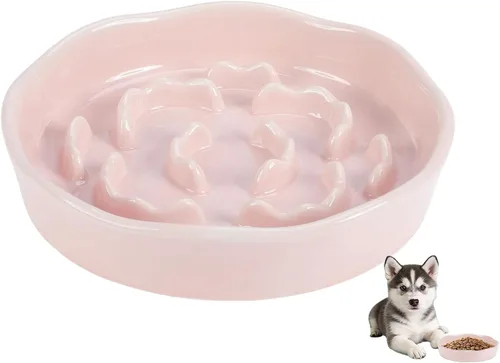 Vista 8 de Cuencos de alimentación para mascotas, cuenco de cerámica para perros de alimentación lenta – Plato pesado de comida azul para perros pequeños a