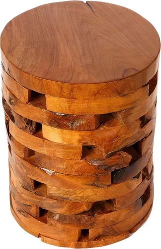 Vista 5 de Bare Decor Stonehenge - Mesa decorativa artesanal en madera maciza de teca, natural