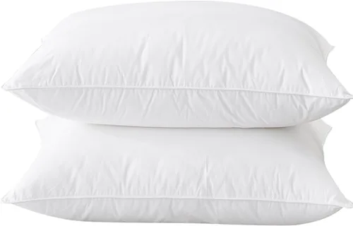 Vista 24 de BHZ Almohada estándar de plumas de ganso con funda de almohada de satén, almohada de cama de lujo de la colección de hotel para dormir, soporte