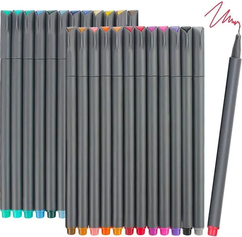 Vista 7 de iBayam Bolígrafos de tinta negra de 0.015 in, bolígrafos de escritura suave de punta fina para adultos, paquete de 18 unidades, planificador de Negro