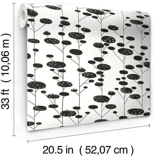 Vista 3 de RoomMates RMK11559WP Papel pintado retro blanco y negro de árboles