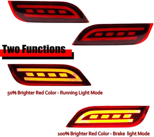 Vista 2 de Lente roja LED parachoques trasero reflector luz niebla cola lámpara de freno compatible con Subaru 2008-2014 WRX/STI, 08-up Impreza, 13 en adelante