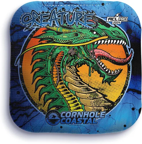 Vista 6 de Juego de 4 bolsas de maíz profesionales reguladoras para juegos de lanzamiento de cornhole, para todos los niveles de habilidad (criatura)